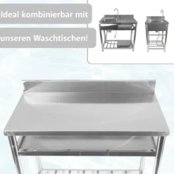 Höhenverstellbarer Edelstahltisch, Robuster Arbeitstisch für Outdoorküche, Filetiertisch