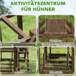 Hühner-Spielgerüst aus Holz mit Hühnerstangen, Schaukel, Leiter, Plattformen