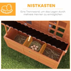 Hühnerstall aus Tannenholz, Hühnerhaus mit Nestkasten für 4-6 Hühner Orange