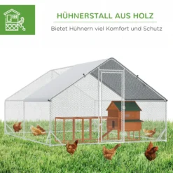 Hühnerstall Freilaufgehege XXL mit Schatten Dach Stahl 3 x 4 x 2 m
