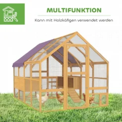 Hühnerstall 5,2 m² ca. 2,8 x 1,8 x 1,9 m Freilaufgehege Holz mit Freilauf Tür