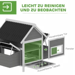 Hühnerstall 283 x 133,5 x 112 cm Hühnerhaus für 7-10 Hühner mit Freilaufgehege