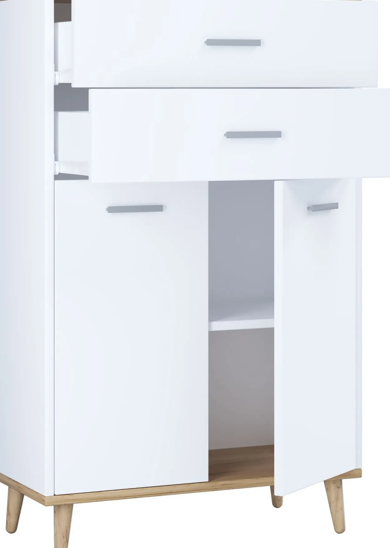 Highboard "Lindas" Weiß/Honig-Eiche