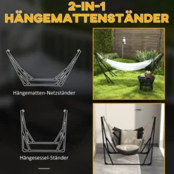 Hängemattengestell Hängestuhlgestell mit Hängematte Tragetasche Schwarz
