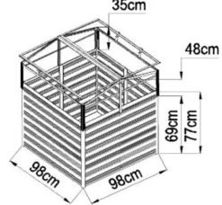 Hochbeet aus Polycarbonat, ca. 100 x 100 x 125 cm - Anthrazit