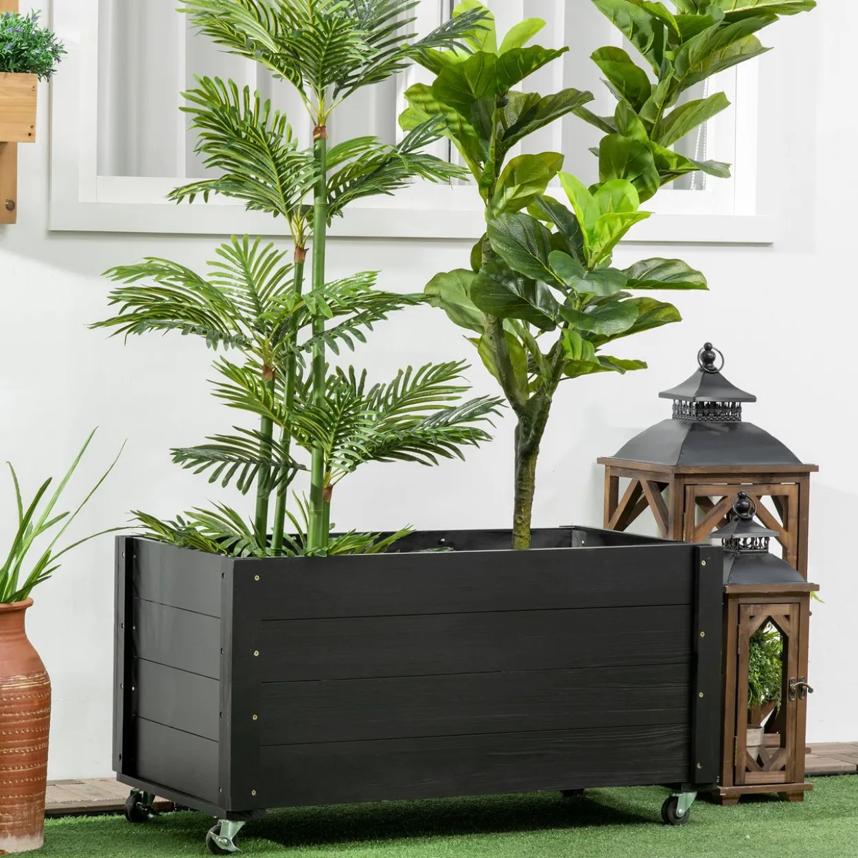 Hochbeet, Blumenkasten mit Rollen Pflanzkasten
