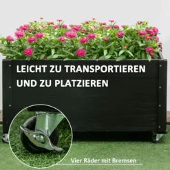 Hochbeet, Blumenkasten mit Rollen Pflanzkasten