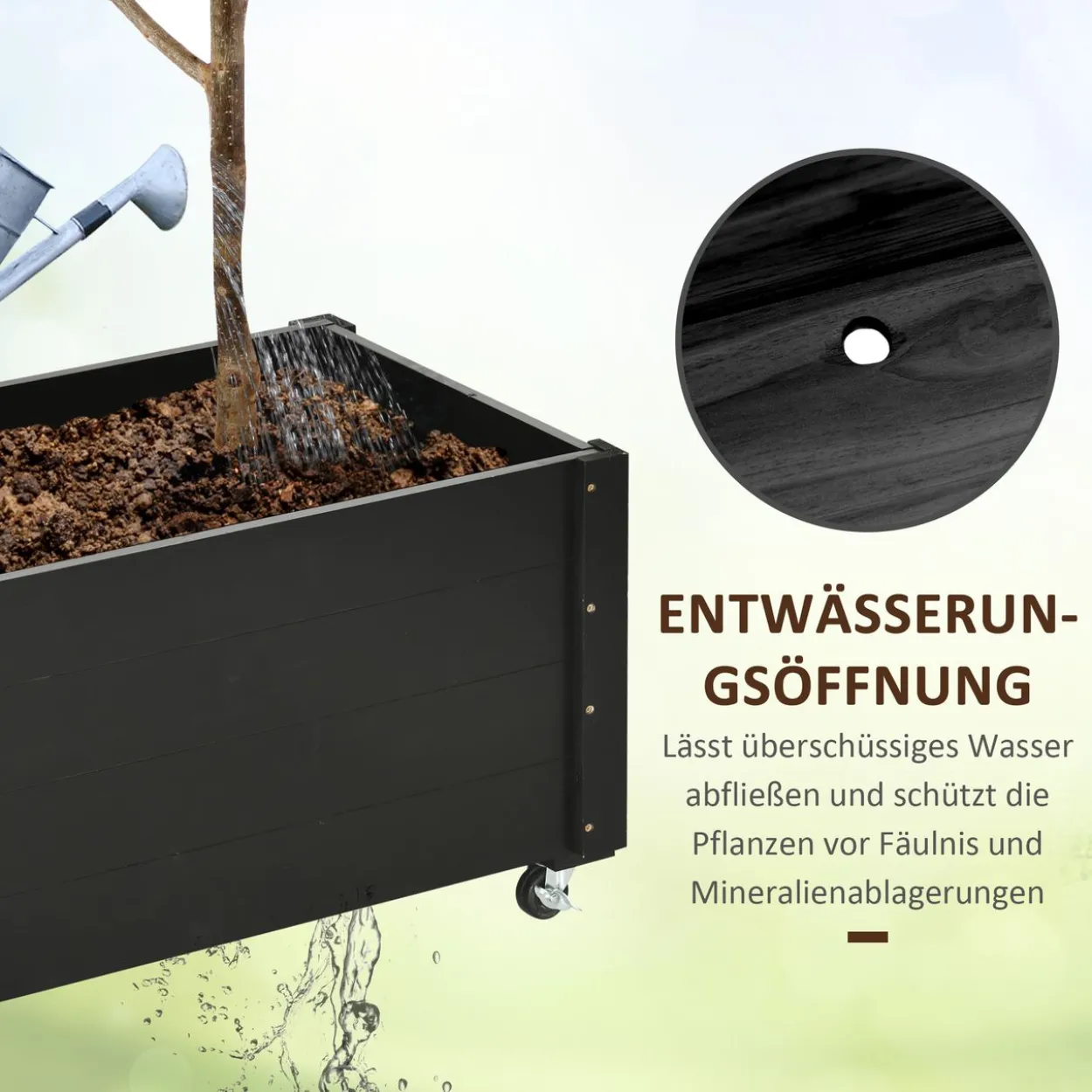 Hochbeet, Blumenkasten mit Rollen Pflanzkasten