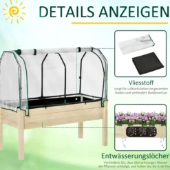 Hochbeet Frühbeet mit Gewächshaus, Gemüsebeet mit Stoffauskleidung