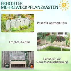 Hochbeet Frühbeet mit Gewächshaus, Gemüsebeet mit Stoffauskleidung