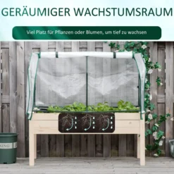 Hochbeet Frühbeet mit Gewächshaus, Gemüsebeet mit Stoffauskleidung