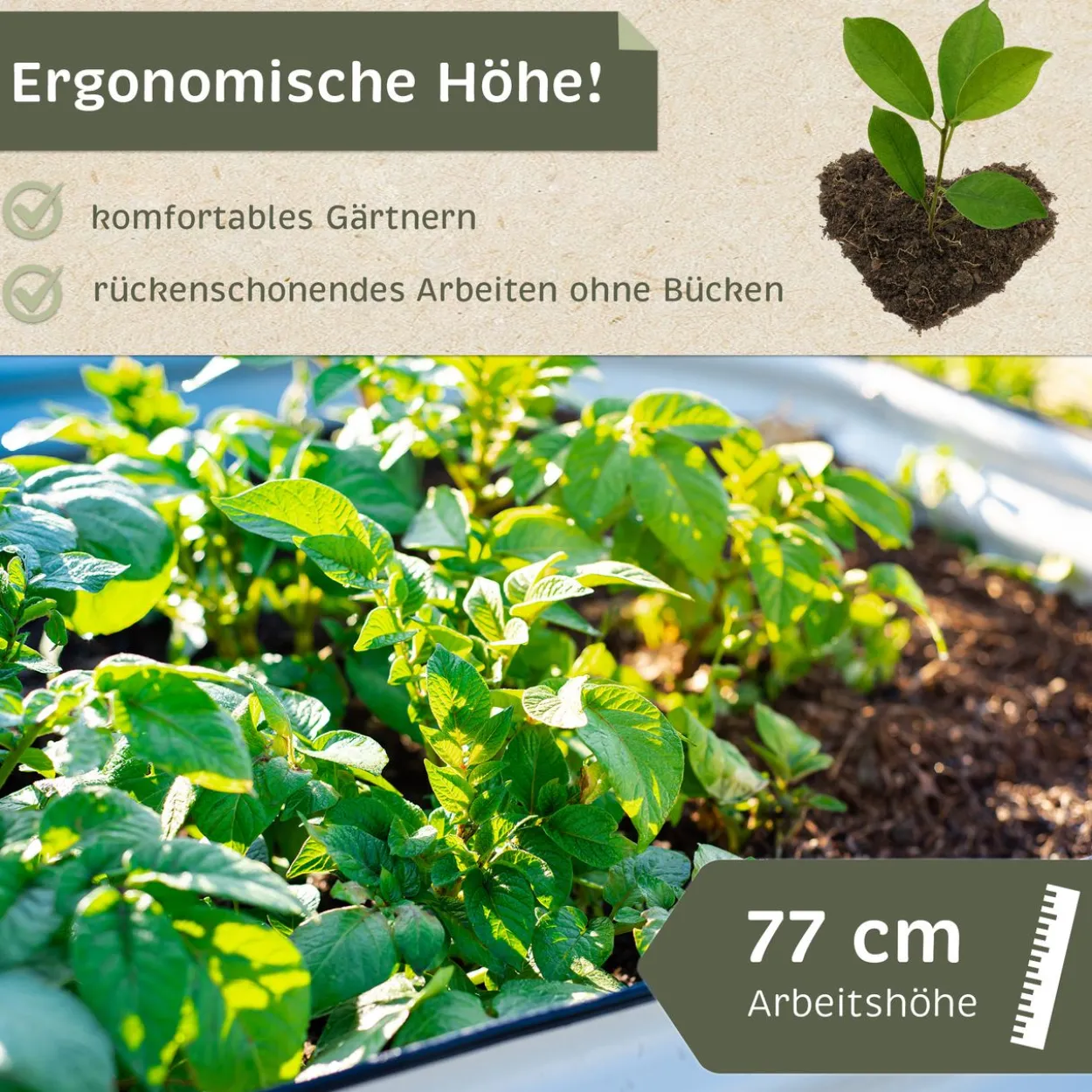 Hochbeet Metall eckig 160x77x77cm, silber, Gartenbeet, Pflanzbeet, Kräuterbeet