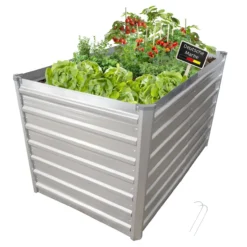 Hochbeet Metall eckig 160x77x77cm, silber, Gartenbeet, Pflanzbeet, Kräuterbeet