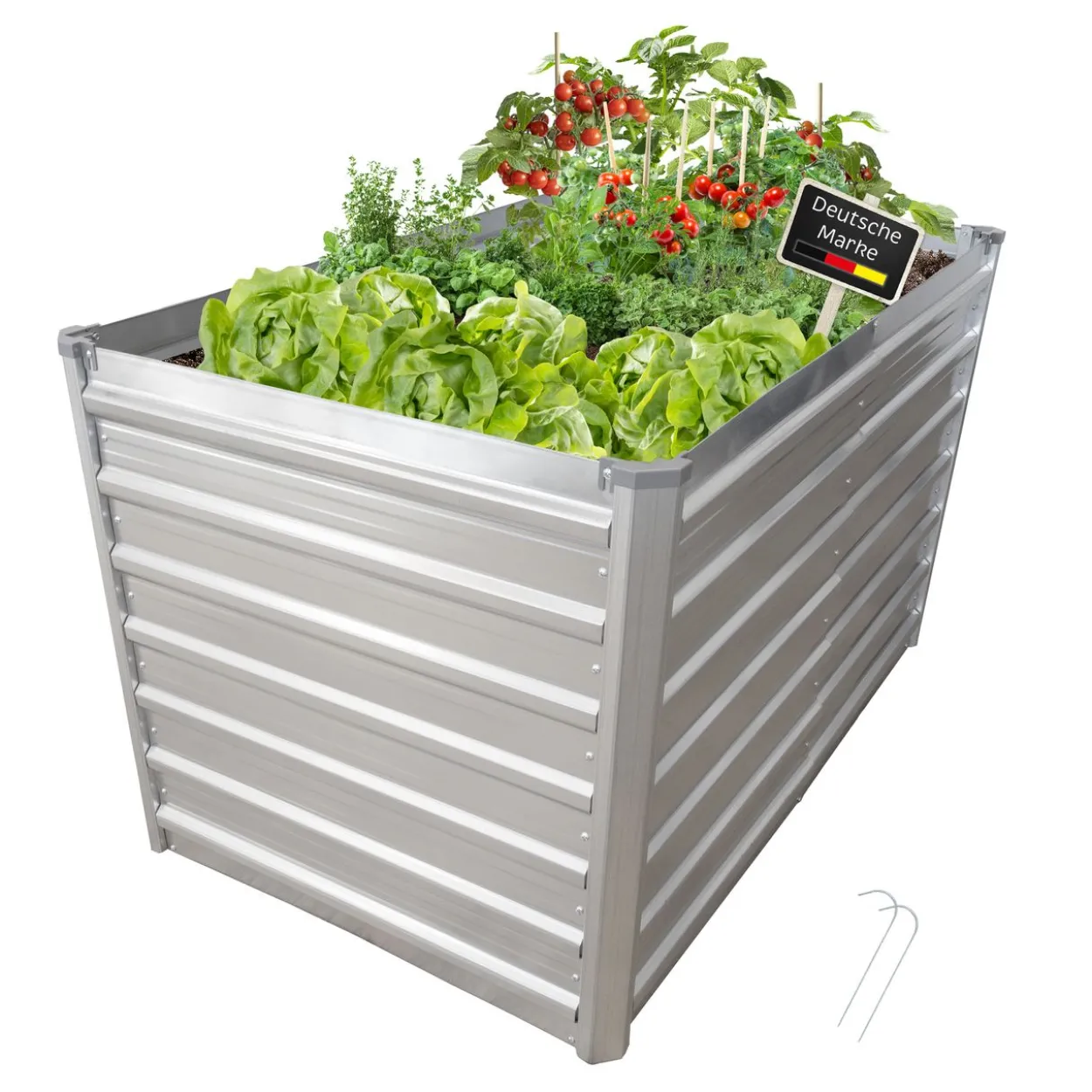 Hochbeet Metall eckig 160x77x77cm, silber, Gartenbeet, Pflanzbeet, Kräuterbeet