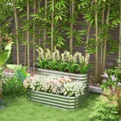 Hochbeet Metall, 2-Stufiger Blumenkasten, Pflanzkasten mit Schrauben