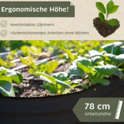 Hochbeet Metall 160x80x78cm oval, anthrazit, Pflanzbeet wetterfest, Gartenbeet