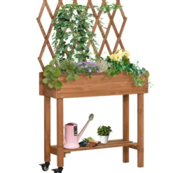 Hochbeet mit Rankgitter Blumenkasten mit Ablage