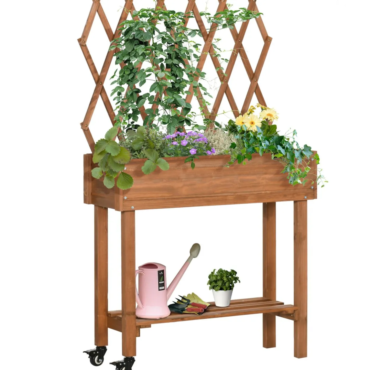 Hochbeet mit Rankgitter Blumenkasten mit Ablage