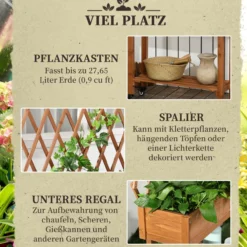 Hochbeet mit Rankgitter Blumenkasten mit Ablage