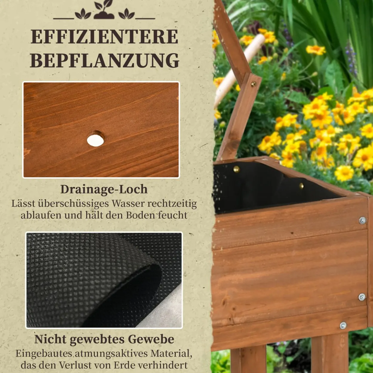 Hochbeet mit Rankgitter Blumenkasten mit Ablage