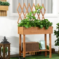 Hochbeet mit Rankgitter Blumenkasten mit Ablage