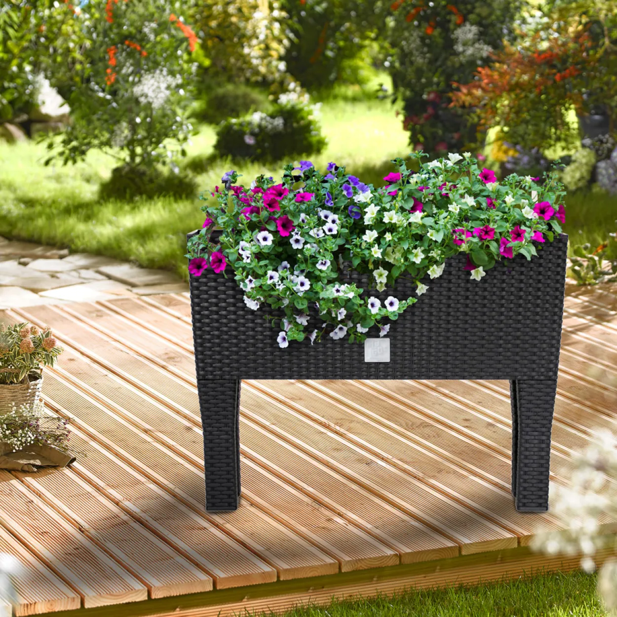Hochbeet Polyrattan Optik 60x46x25cm anthrazit