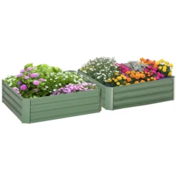 Hochbeet Set, 2-TLG. Gartenbeet aus Stahl, Blumenkübel