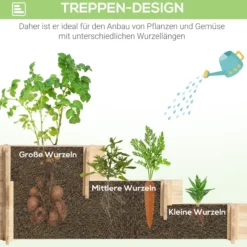 Hochbeet, 3-stufige Blumenkasten mit Stoffauskleidung