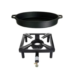 Hockerkocher & Eisen-Gusspfanne 50cm - Camping & Profiköche