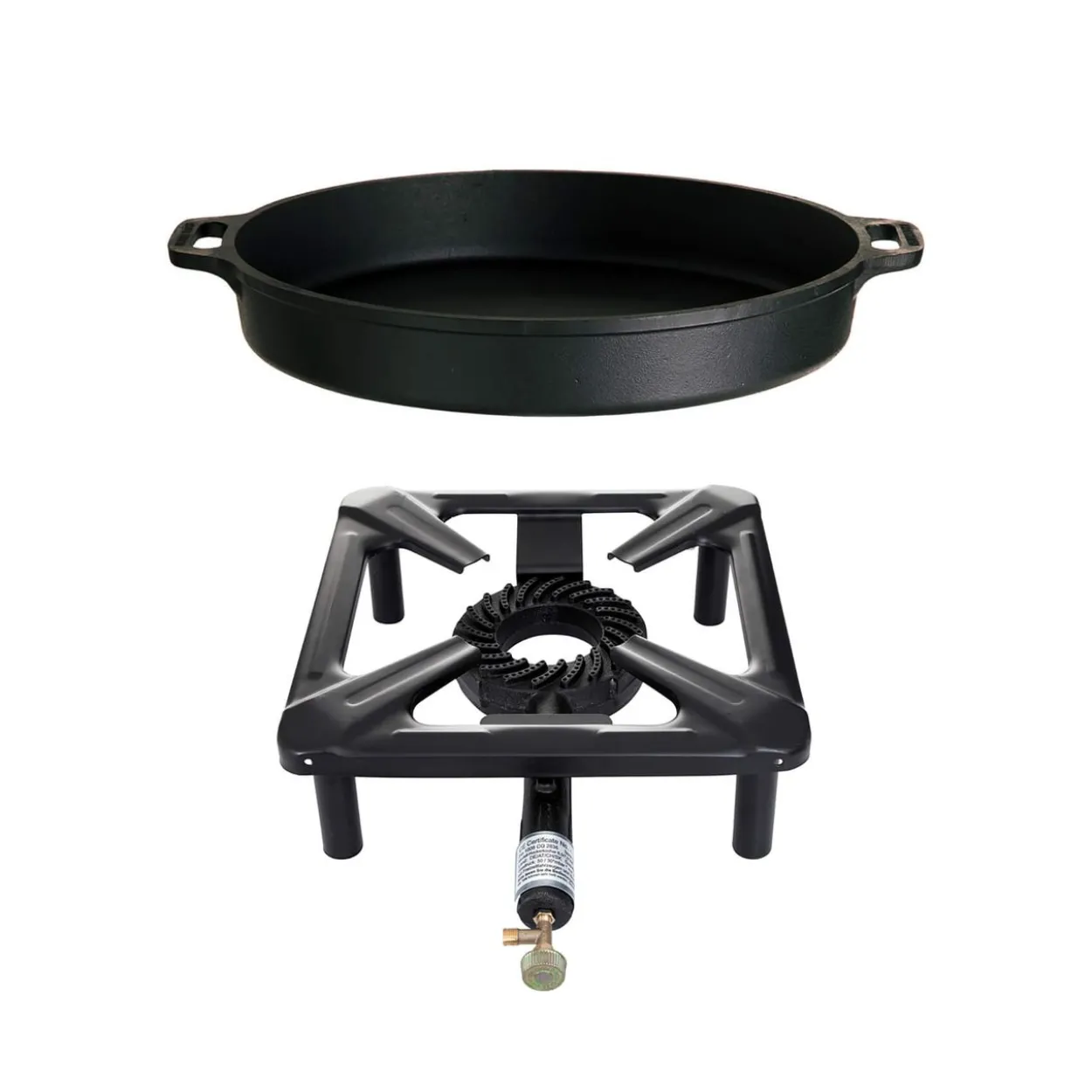 Hockerkocher & Eisen-Gusspfanne 50cm - Camping & Profiköche