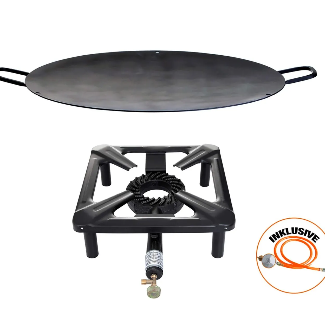 Hockerkocher-Set (klein) - ohne Zündsicherung - mit Eisen-Wok
