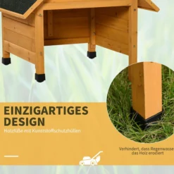 Holzgarage für Rasenroboter Mähroboter Carport Sonnen- & Regenschutz Gelb 75 x 76 x 70 cm