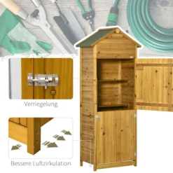 Holz Gerätehaus Geräteschrank Gartenschrank 2 Regale wetterfest 2 Türen