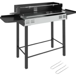 Holzkohlegrill Campinggrill und Rotisserie-Kit klappbar Schwarz