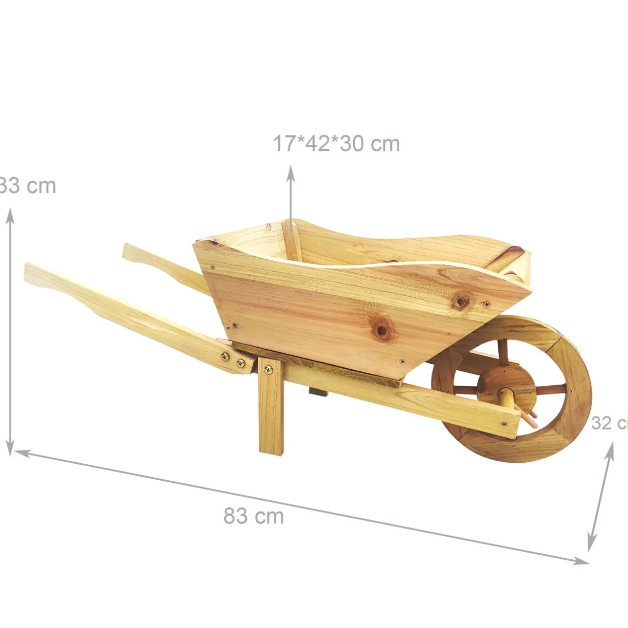 Holzschubkarre, ca. 83 x 33 x 33 cm - Braun