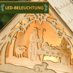 HOMCOM Adventskalender Weihnachtsdekoration 24 Schubladen LED-Lichtern MDF