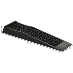 HOMCOM 2 Auffahrrampe Schwellenrampe Bordsteinrampe Gummirampen PP Schwarz 70 x 20 x 8 cm
