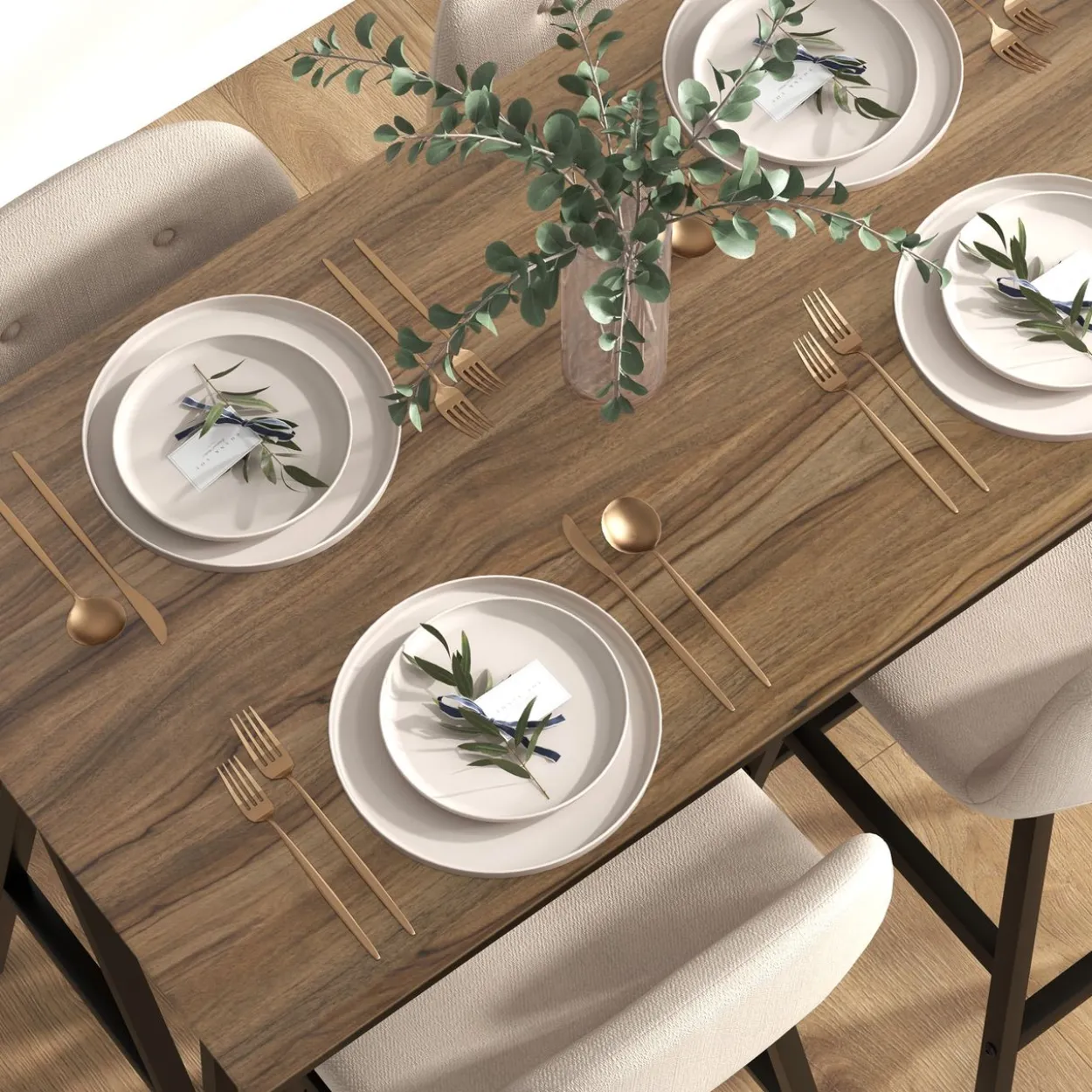 HOMCOM Bartisch mit Barhocker Set, Küchentisch, 5-teilig Essgruppe, Bartisch Set
