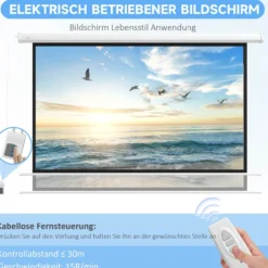 HOMCOM Beamer-Leinwand Elektrisch 266 x 149 cm 16:9 Projektionsleinwand, Metall