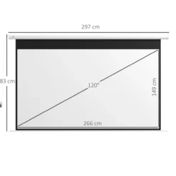 HOMCOM Beamer-Leinwand Elektrisch 266 x 149 cm 16:9 Projektionsleinwand, Metall
