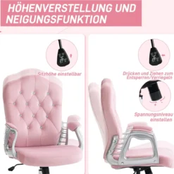 HOMCOM Bürostuhl, Ergonomisch Schreibtischstuhl mit Wippfunktion, Drehfunktion