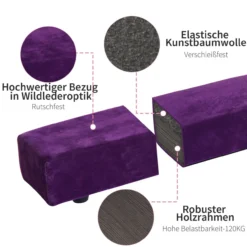HOMCOM 210 cm Schwebebalken Turnbalken Indoor Outdoor bis 120 kg Violett