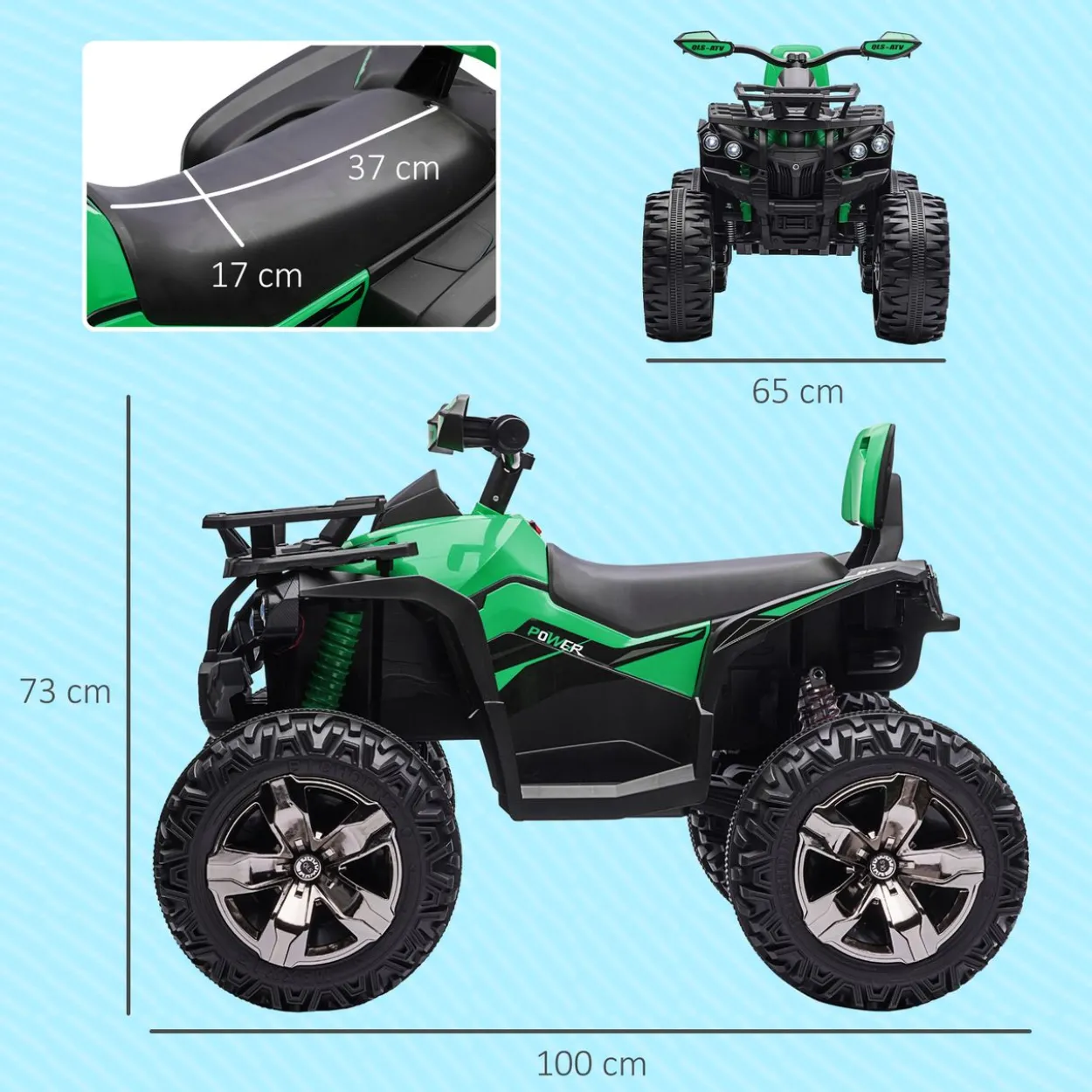 HOMCOM Elektro-Quad Kinderquad mit Scheinwerfer Kindermotorrad mit USB-Anschluss