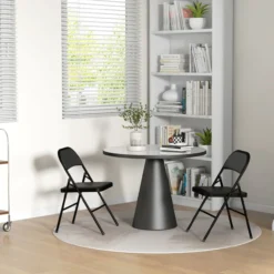 HOMCOM 2er-Set Klappstühle Tragbare Bürostuhl mit Kissen Stahlbeine Schwarz