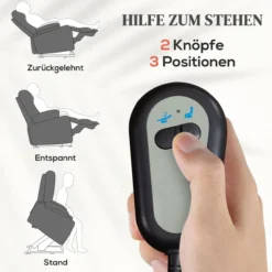 HOMCOM Fernsehsessel mit Aufstehhilfe Relaxsessel mit Liegefunktion Seitentasche