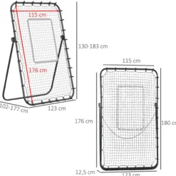 HOMCOM Fußball Rebounder, Klappbarer Fußballtor, Kickback Rückprallwand Schwarz