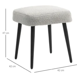 HOMCOM Fußhocker Sitzhocker Quadratischer Schminkhocker mit Kaschmir-Optik