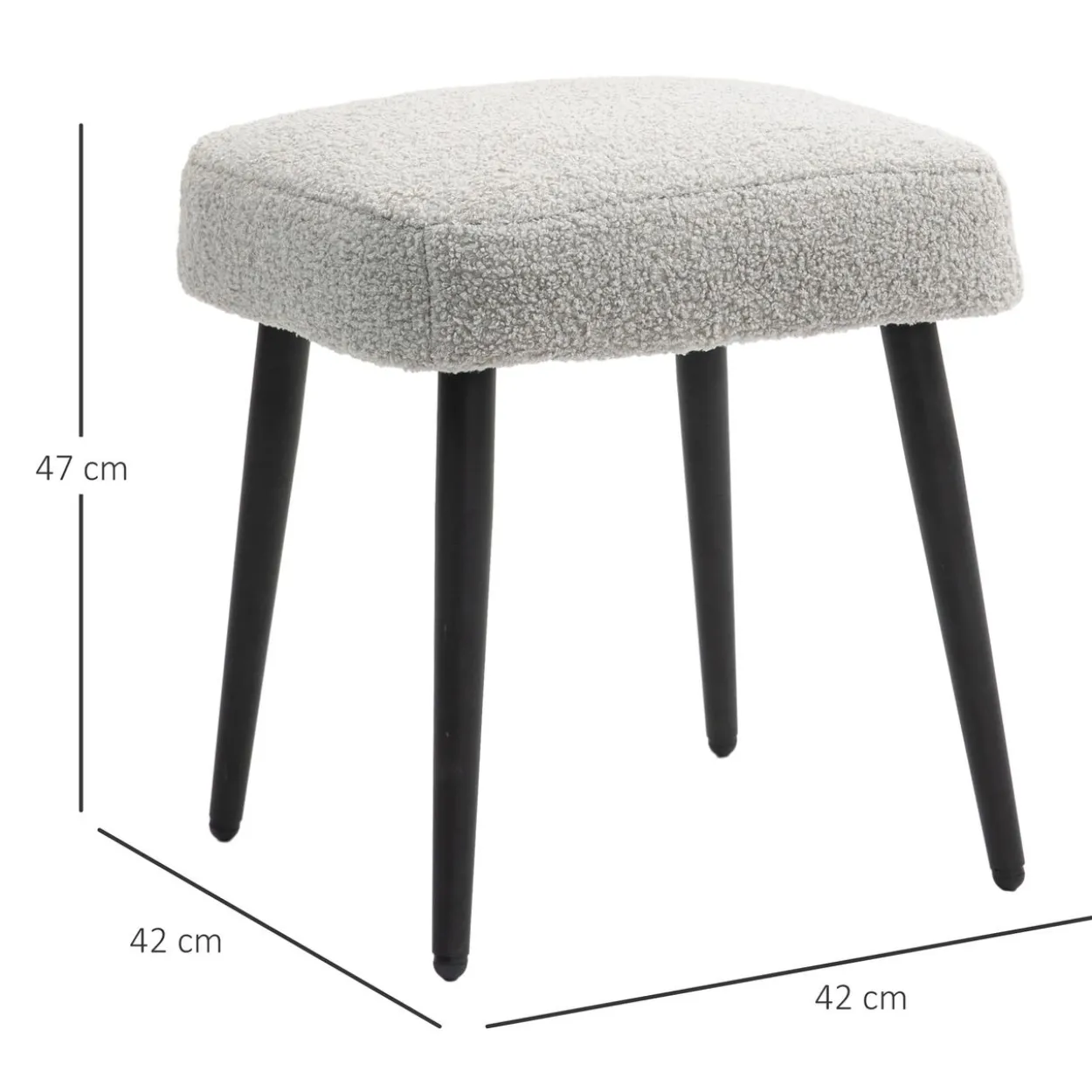 HOMCOM Fußhocker Sitzhocker Quadratischer Schminkhocker mit Kaschmir-Optik