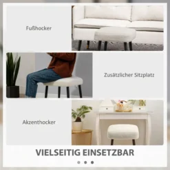 HOMCOM Fußhocker Sitzhocker Quadratischer Schminkhocker mit Kaschmir-Optik