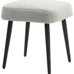 HOMCOM Fußhocker Sitzhocker Quadratischer Schminkhocker mit Kaschmir-Optik